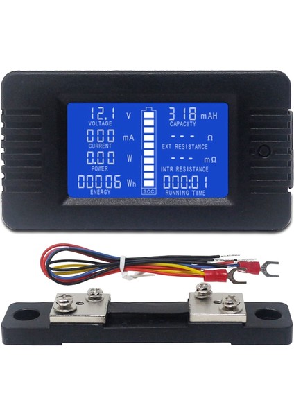 Dc 0-200 V 50A Dijital Voltmetre Ampermetre Araba Akü Test Cihazı Kapasitesi Direnç Gerilim Güç Enerji Ölçer Monitör (Yurt Dışından)