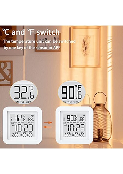 Akıllı Wifi Sıcaklık Nem Monitörü Tuya Kablosuz Sıcaklık Nem Sensörü Alexa ve Google Asistan ile Çalışır (Yurt Dışından) fırsatları