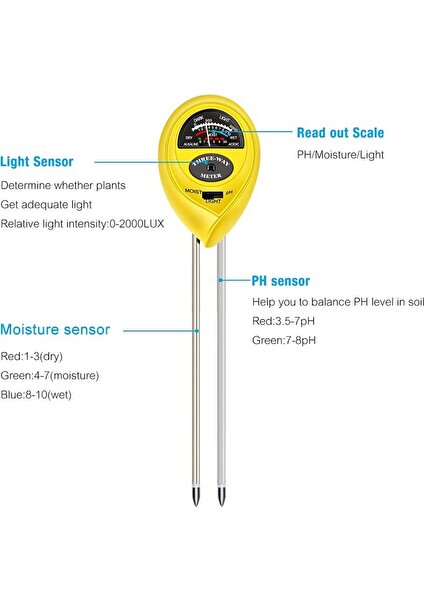 Betty Becky Toprak Ph Ölçer, Nemli 3'ü 1 Arada Toprak Test Cihazı Kitleri, Nem Ölçer ve Su Monitörü, Bahçe, Çiftlik, Çim Için Işık ve Ph Testi (Yurt Dışından)