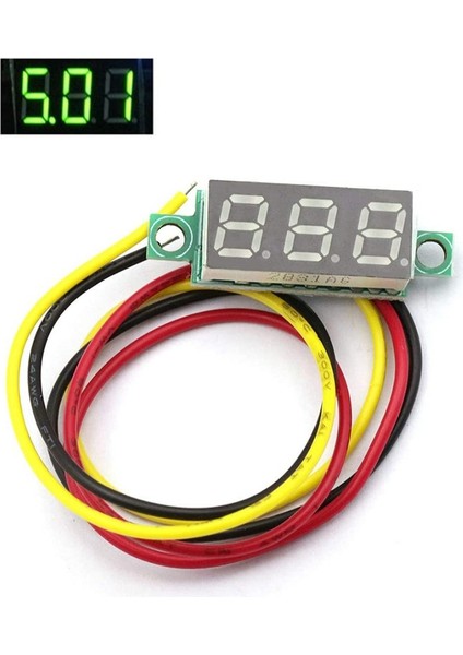 Adet Yeşil Dijital Mini Dijital Voltmetre Dc 0.28 Inç Üç Hatlı Dc 0-100 V Mini Dijital Voltmetre Ölçer Test Cihazı (Yurt Dışından)