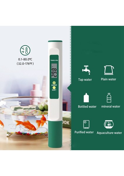 Tds Metre Dijital Su Test Cihazı - Ppm Ölçer, Ec ve Sıcaklık Test Kalemi 3'ü Bir Arada Su Kalitesi Test Cihazı (Yurt Dışından) fiyatları