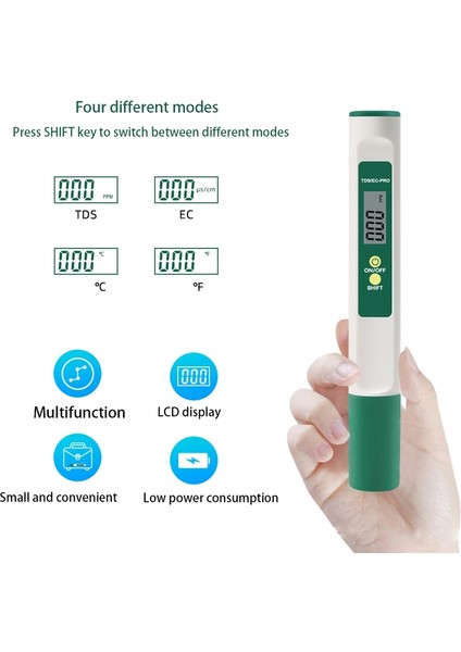 Tds Metre Dijital Su Test Cihazı - Ppm Ölçer, Ec ve Sıcaklık Test Kalemi 3'ü Bir Arada Su Kalitesi Test Cihazı (Yurt Dışından) fırsatları