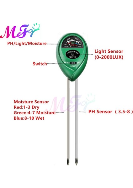 In 1 Toprak Ph Ölçer Toprak Test Cihazı Ph Nem Ölçer Sıcaklık Güneş Işığı Yoğunluğu Ölçüm Analizi Asitlik Alkali Test Aracı (Yurt Dışından) modelleri