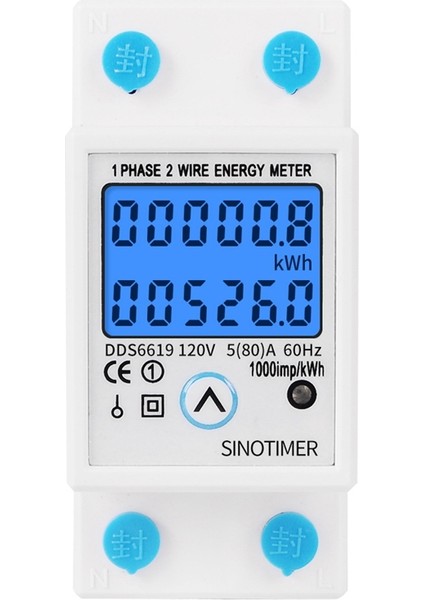 Sınotımer Din Ray Dijital Tek Fazlı Sıfırlama Sıfır Enerji Ölçer Kwh Gerilim Akım Tüketimi Ölçer 110 V Ac (Yurt Dışından)