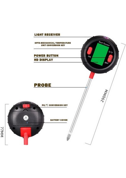 5 In 1 Toprak Ph Ölçer Toprak Test Cihazı Ph Nem Ölçer Sıcaklık Güneş Işığı Ölçüm Analizi Asitlik Alkali (Yurt Dışından) fırsatları