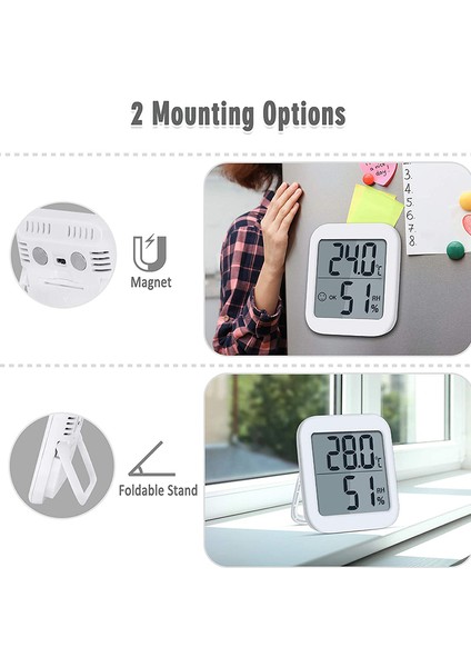 Dijital Termo-Higrometre Kapalı Oda Termometresi Higrometre Nem Ölçer Ev Ölçer Sıcaklık Monitörü Büyük LCD (Yurt Dışından)