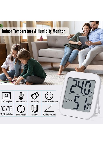 Dijital Termo-Higrometre Kapalı Oda Termometresi Higrometre Nem Ölçer Ev Ölçer Sıcaklık Monitörü Büyük LCD (Yurt Dışından)