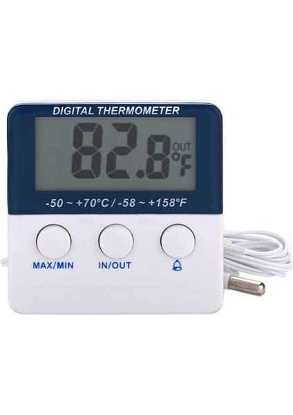 Alarmlı, Maksimum ve Minimum Sıcaklıklı, LED Gösterge Işıklı Dijital Buzdolabı Termometresi (Yurt Dışından)