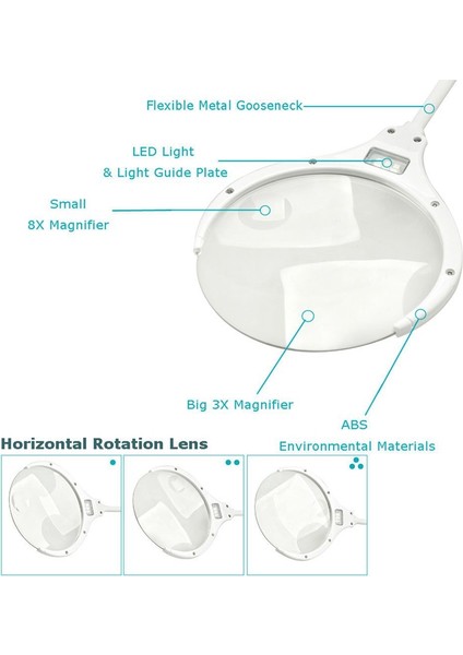 El Büyüteç 3x 8x Aydınlatmalı Masa Masa LED Lamba Büyüteç El Sanatları, Hobiler, Muayene, Okuma, Takı Tasarımı ve Daha Fazlası Için Işıklı Şarj Edilebilir Büyüteç (Yurt Dışından) fırsatları