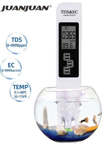 In1 Tds/sıcaklık/ec Metre Tds&ec Test Cihazı 0-9990PPM Iletkenlik Su Kalitesi Monitörü Saflık Ölçüm Aracı Havuz Için 20% Kapalı (Yurt Dışından)