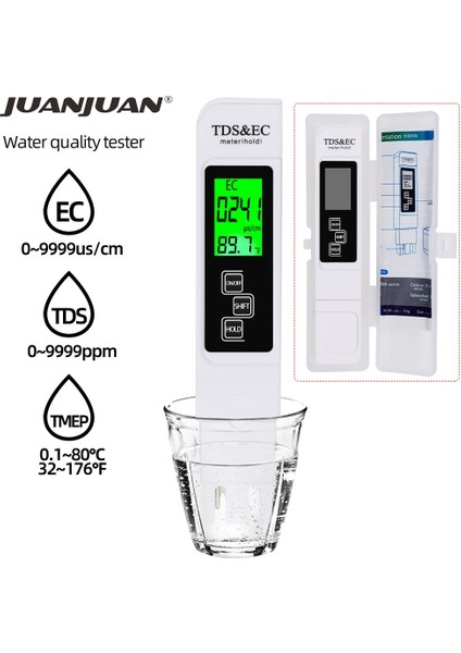 In1 Tds/sıcaklık/ec Metre Tds&ec Test Cihazı 0-9990PPM Iletkenlik Su Kalitesi Monitörü Saflık Ölçüm Aracı Havuz Için 20% Kapalı (Yurt Dışından) fiyatları