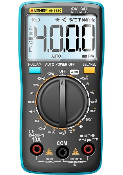 Zoroom Aneng AN113C Dijital Multimetre 4000 Sayım True Rms LCD Ekran Ac ve Dc Test Cihazı Gerilim Voltmetre Ampermetre Voltmetre (Yurt Dışından)