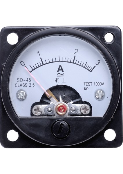 Ac 0-3A Yuvarlak Analog Panel Metre Akım Ölçüm Ampermetre Ölçer Siyah (Yurt Dışından)