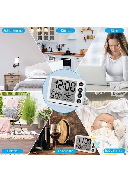 LCD Ekranlı Termometre ve Higrometre, Oda Termometresi, Çalar Saat, Bebek Odasından Oluşan 2'li Set (Yurt Dışından) fırsatları