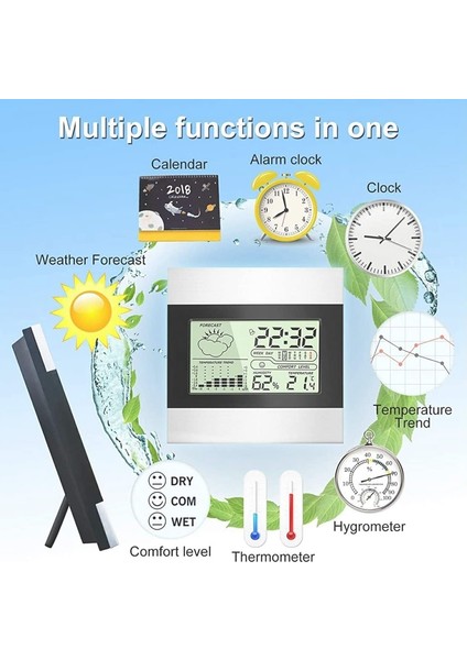 Dijital Kapalı Elektronik Termometre Kablosuz Hava Istasyonu Ölçüm Nem Sıcaklık Ölçer Tarih LCD Çalar Saat (Yurt Dışından) modelleri