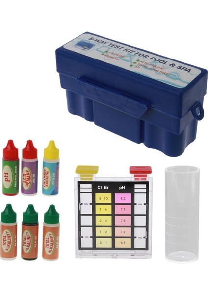 Klor Ph Brom Alkalinit Asit Talebi 964E Için 5 Yollu Test Kiti Havuz Yüzme Havuzu (Yurt Dışından)