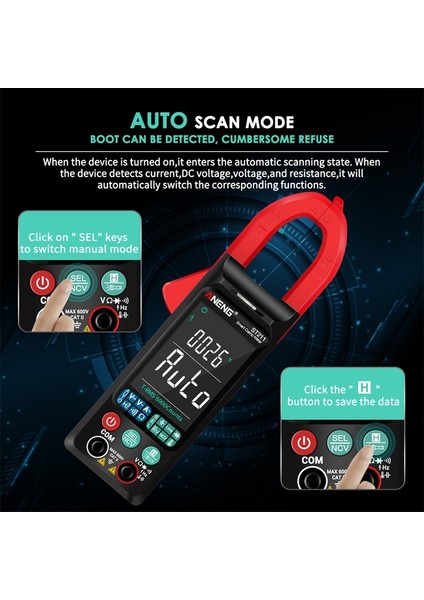 Aneng ST211 Dijital Pens Metre 6000 Sayım Multimetre Dc/ac Gerilim Akım Test Cihazı Araba Amp Hz Renkli Ekran Ncv Ohm Testi (Yurt Dışından)