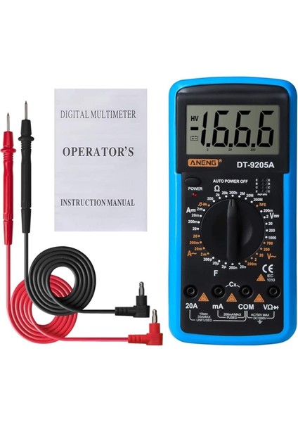 Aneng 9205A Yüksek Hassasiyetli Çok Fonksiyonlu Evrensel Metre Elektrikçi Testi Dc Gerilim ve Akım Ölçer Mavi (Yurt Dışından)