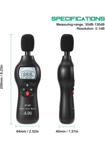 Jldg JD-801 30-130DB Gürültü Test Cihazı Dijital Ses Seviyesi Desibel Monitör LCD Ekran Gürültü Ölçüm Araçları Arkadan Aydınlatmalı (Yurt Dışından) fırsatları