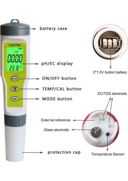 Xhhdqes 3'ü 1 Arada EZ9902 Ec Metre Su Kalitesi Test Cihazı Ph Ec Temp Metre Probu Saflık Ölçüm Aracı Asitlik Test Cihazları, Arkadan Aydınlatmalı (Yurt Dışından) fırsatları