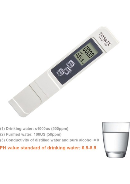 In 1 Tds Metre Taşınabilir Kalem Havuz Su Kalitesi Test Cihazı Kolay Taşıma Dijital Yüksek Doğru Yüzme Dayanıklı Parçalar (Yurt Dışından)