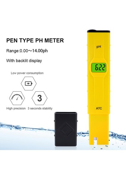 Atc Ph Test Kalemi ile Dijital Ph Ölçer Asitlik Ölçer Ph Test Cihazı Su Kalitesi Test Kalemi Doğruluk 0.1ph Taşınabilir Ph Ölçer Blacklight (Yurt Dışından)
