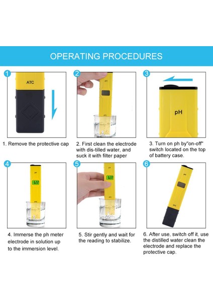 Atc Ph Test Kalemi ile Dijital Ph Ölçer Asitlik Ölçer Ph Test Cihazı Su Kalitesi Test Kalemi Doğruluk 0.1ph Taşınabilir Ph Ölçer Blacklight (Yurt Dışından)