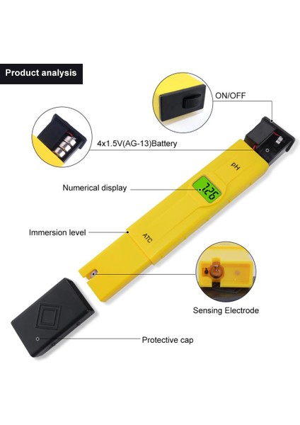 Atc Ph Test Kalemi ile Dijital Ph Ölçer Asitlik Ölçer Ph Test Cihazı Su Kalitesi Test Kalemi Doğruluk 0.1ph Taşınabilir Ph Ölçer Blacklight (Yurt Dışından)