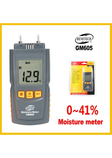 Dijital LCD Ekran Ahşap Nem Ölçer Nem Test Cihazı Kereste Nemli Taşınabilir Ahşap Nem Ölçer GM605-BENETECH (Yurt Dışından)