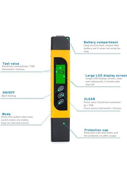 Sıcak Tds Su Kalitesi Test Cihazı Aralığı 0-9999PPM Su Saflığı Sertliğini Test Etmek Için Metre TI99 (Yurt Dışından)