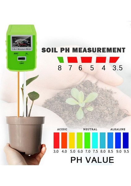 Toprak Nem Güneş Işığı Ph Ölçer Test Cihazı 3 In 1 Dijital Test Cihazı Bitkiler Çiçekler Asit Nem Ölçümü Bahçe Bitkileri Araçları (Yurt Dışından) fiyatları