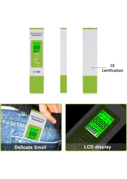 5'i 1 Arada Su Kalitesi Test Cihazı Tds/ec/tuzluluk/sg/ev, Havuz Için Sıcaklık Ölçer (Yurt Dışından)