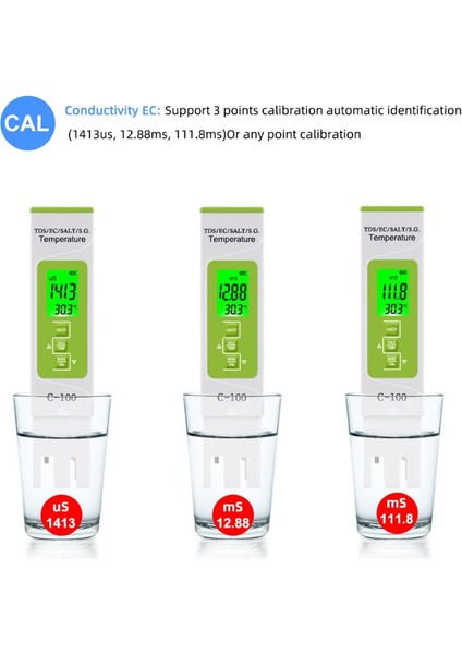 5'i 1 Arada Su Kalitesi Test Cihazı Tds/ec/tuzluluk/sg/ev, Havuz Için Sıcaklık Ölçer (Yurt Dışından)