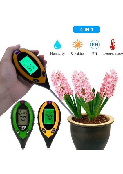 Bahçe Bitkileri Dijital Ph Ölçer Toprak Nemi Monitörü Sıcaklık Güneş Işığı Test Cihazı Tarım Için (Yurt Dışından)