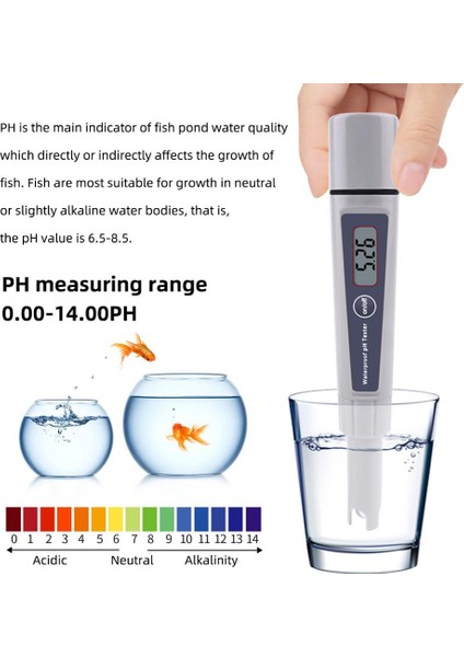 Yieryi Yeni PH-032K Su Geçirmez Mini Ph Ölçer Atc Dijital Su Kalitesi Test Cihazı Doğruluğu 0.1 Balık Tankı Akvaryum Ph Test Cihazı (Yurt Dışından)