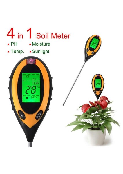 In1 Dijital Ph Metre LCD Sıcaklık Güneş Işığı Ph Bahçe Toprak Nem Test Cihazı Bitkiler Için LCD Ekranlı Ölçer Ölçer (Yurt Dışından)
