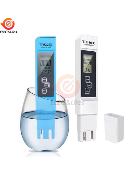 Taşınabilir Tds Ec Metre Sıcaklık Test Cihazı Kalem 3 In1 Fonksiyonu Iletkenlik Filtresi Ölçüm Su Kalitesi Saflık Test Cihazı 0-9990PPM (Yurt Dışından)