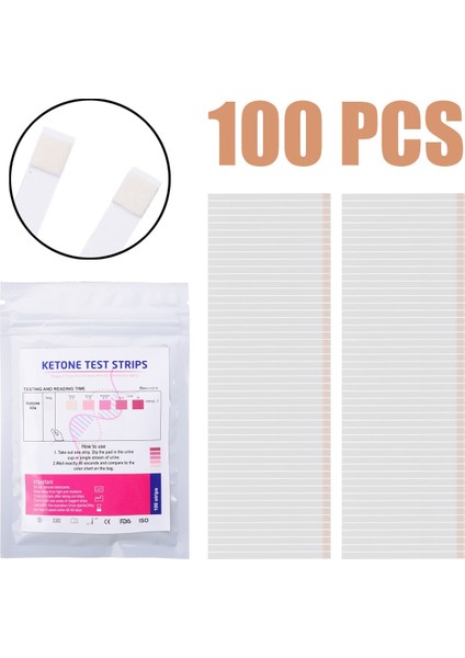 100 Adet Keton Test Şeritleri Idrar Analizi Test Kağıdı Keton Test Şeritleri Idrar Asit Alkali Test Kağıdı (Yurt Dışından)