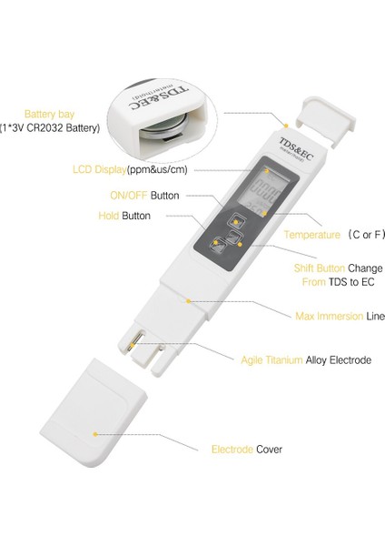 In 1 Tds Ec Ppm Metre Su Kalitesi Test Cihazı Monitör LCD Ekran Dijital Içme Suyu Test Cihazı Kalem Kablosuz Su Analizörü (Yurt Dışından) fiyatları
