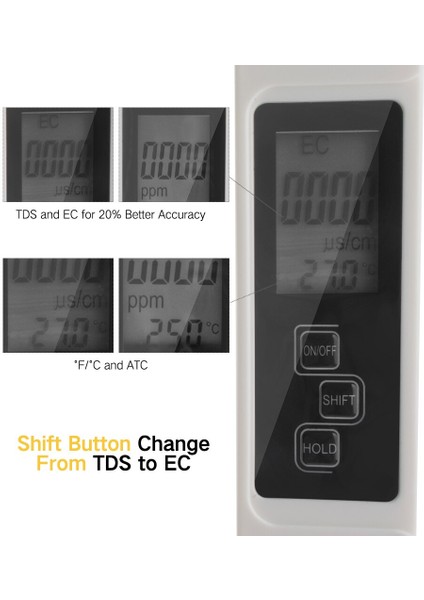 In 1 Tds Ec Ppm Metre Su Kalitesi Test Cihazı Monitör LCD Ekran Dijital Içme Suyu Test Cihazı Kalem Kablosuz Su Analizörü (Yurt Dışından) modelleri