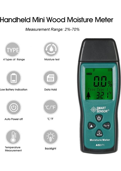 Ahşap Nem Ölçer, Nem Test Cihazı Kereste Nemli Kağıt Dijital Nem Ölçer Test Duvar Nem Analizörü Aralığı 2%~70% (Yurt Dışından) fiyatları