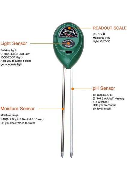 Warmmıkı 3 In1 Bahçe Çiçekleri Toprak Ph Test Cihazı Nem Işık Ölçer Test Araçları Toprak Nem Kontrol Cihazı (Yurt Dışından) modelleri