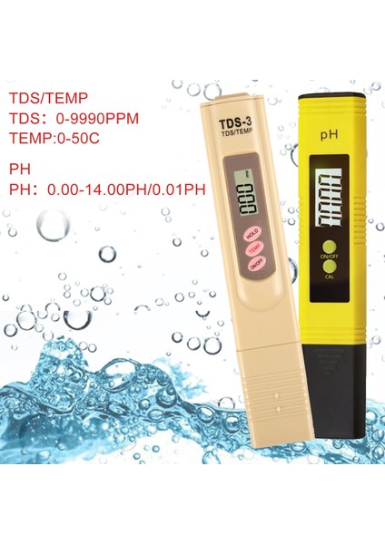 Adet Ph Test Cihazı + Tds ve Ec Metre/tds-3 Metre/ph Kağıt Test Cihazı Metre Su Kalitesi Monitör Test Cihazı Havuz Içme Suyu LCD Ekran (Yurt Dışından) fırsatları