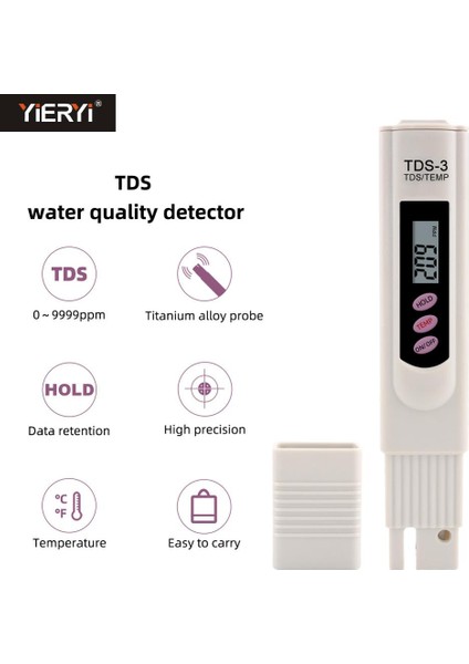 Yieryi Yeni LCD Dijital Tds Metre Tds-3 Su Kalitesi Saflık Test Cihazı Kalem Filtre Sıcaklığı Ppm Akvaryum Ürünleri Geldi (Yurt Dışından) fiyatları