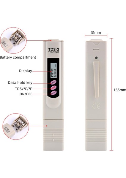 Yieryi Taşınabilir Dijital Tds Metre Ölçü Su Kalitesi Test Cihazı + Ph Ölçer Atc ile Akvaryum Havuz Suyu Kalem Tipi (Yurt Dışından) indirimleri