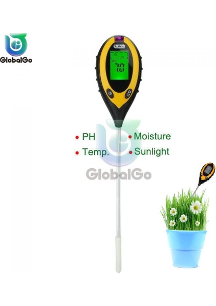In 1 Dijital Ph Ölçer Toprak Nem Monitörü Sıcaklık Güneş Işığı Test Cihazı Bahçe Bitkileri Tarım Için Blacklight ile (Yurt Dışından)