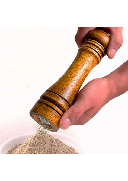 Ahşap Baharat Tuz Öğütücü Değirmen Tuzluk Baharatlık 21 cm 2'li Set Kahverengi modelleri