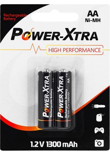 1.2V 1300MAH Aa Size Şarjlı Pil - 2'li Blister