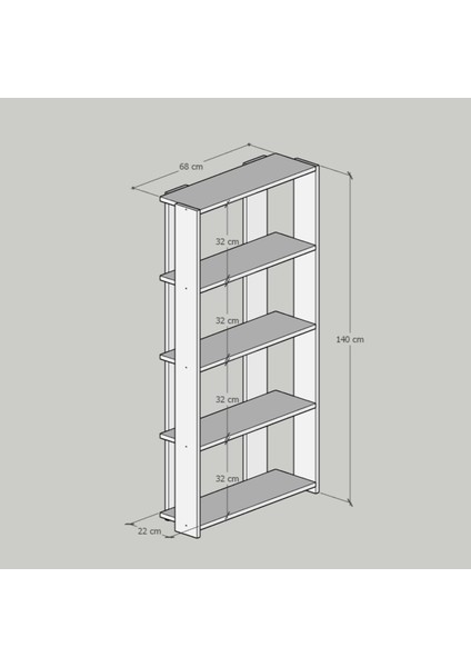 Nora Çok Amaçlı Ayaklı Kitaplık ve Dekoratif Kitaplık - 4 Raflı Kitaplık 140 cm