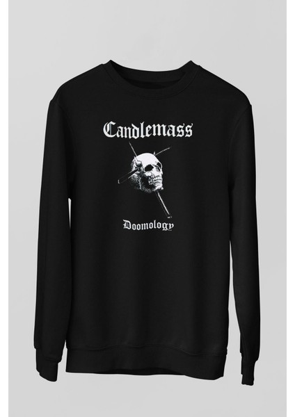 Candlemass Baskılı Unisex Siyah Sweatshirt